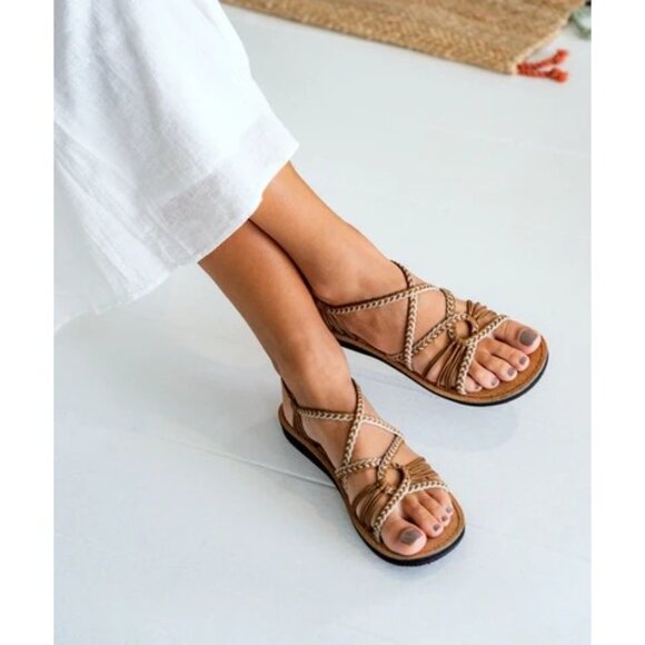 Bokyna Freedom Comfort Sandal Coffee Brown Cork Sole Sz EU 39/US 8 NWOT - Picture 2 of 8